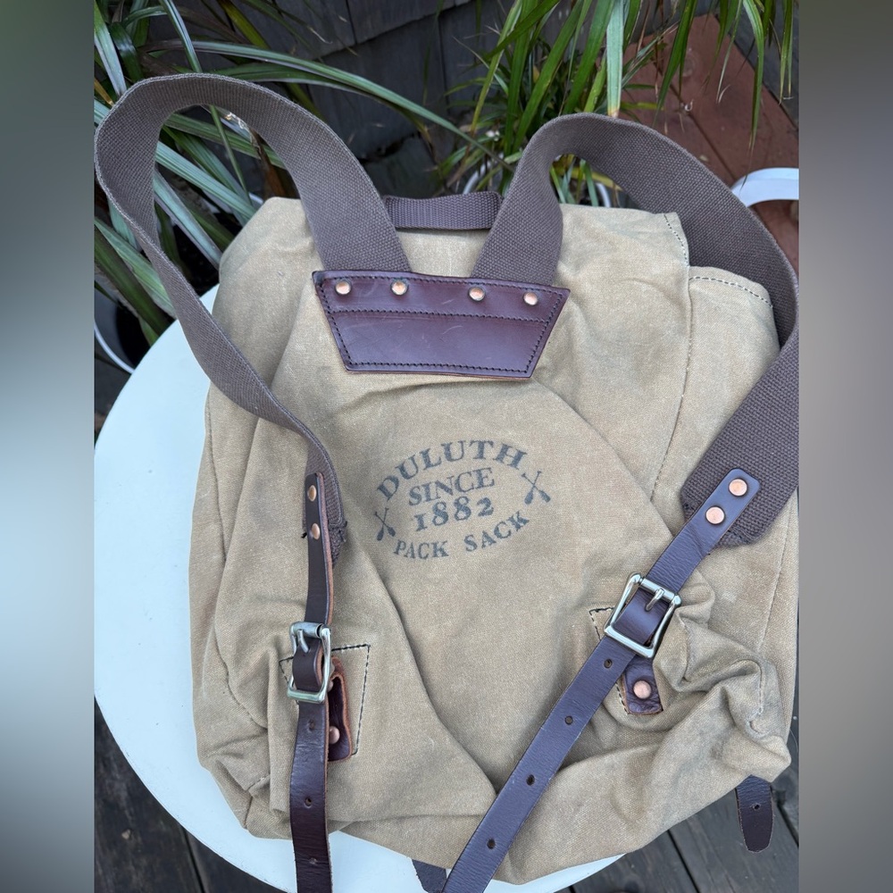 Rustic Duluth Pack Backpack Canvas With Leather S… - image 6